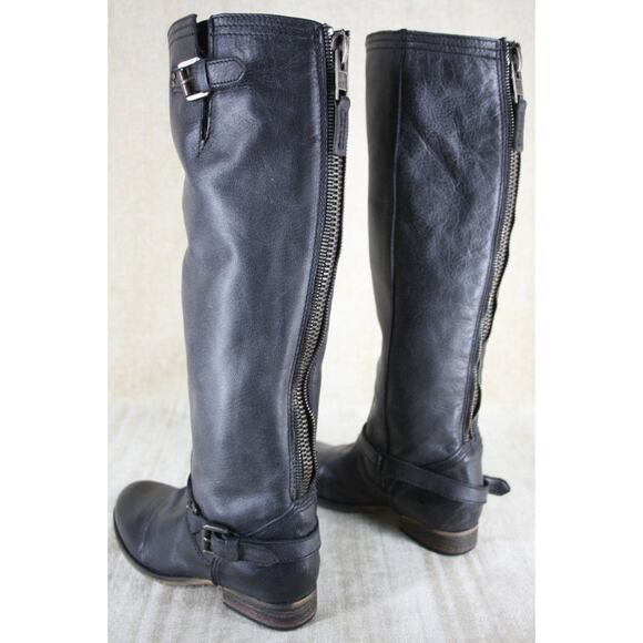 Steve Madden Rover Black Leather Over Knee Riding Boots Size 5.5 Low Heel $199 - Picture 4 of 10